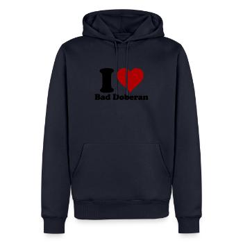 J’adore Bad Doberan - Sweat à capuche Premium bio Homme - bleu marine - Devant - Nico (187cm)
