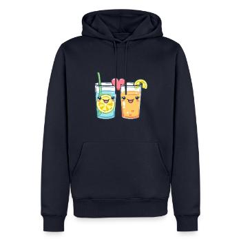 Lemonade Couple Love Drink Heart Valentine's Day - Men’s Premium Organic Hoodie - navy - Front - Nico (187cm)