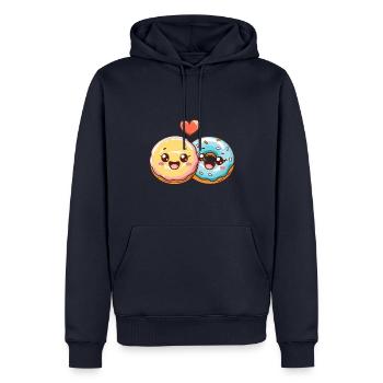 Donuts Paar Liebe Herz Valentinstag - Männer Premium Bio Hoodie - Navy - Vorne - Nico (187cm)