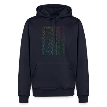 airtime textblock hollow wave rainbow - Männer Premium Bio Hoodie - Navy - Vorne - Nico (187cm)