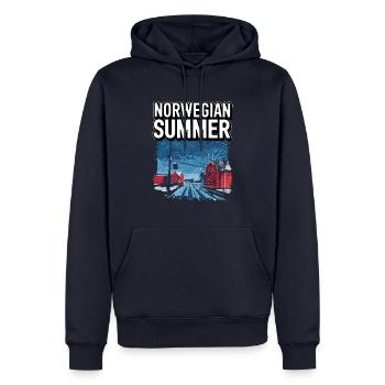 Norwegischer Sommer - Männer Premium Bio Hoodie - Navy - Vorne - Nico (187cm)