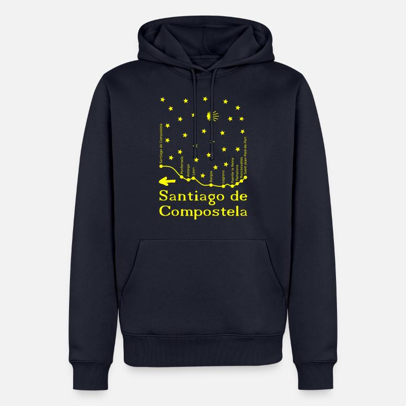 Saint Jacques de Compostelle II 002 jaune - Sweat à capuche Premium bio Homme - bleu marine