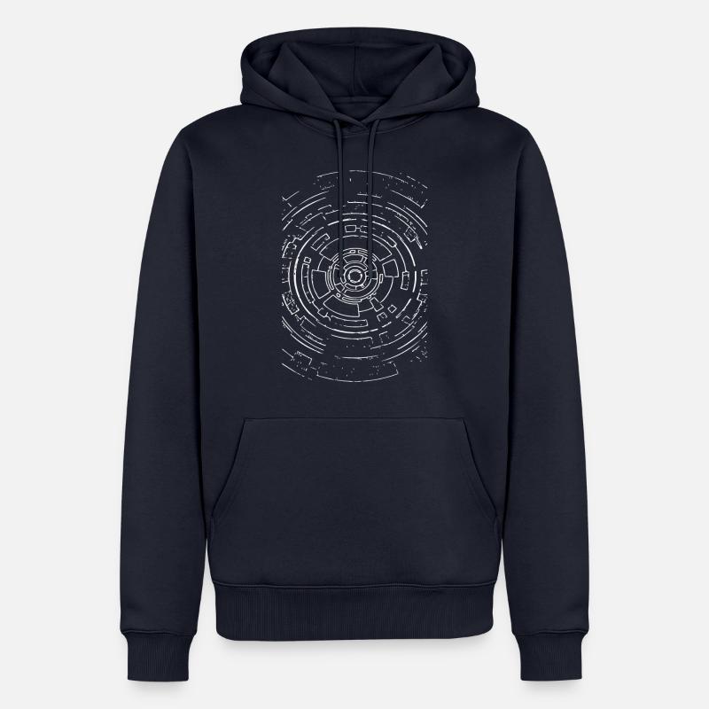 Cercles abstraits (blancs) - Sweat à capuche Premium bio Homme - bleu marine