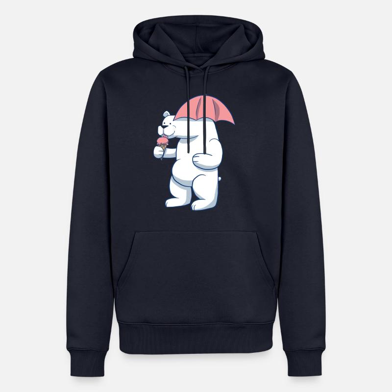 Crème glacée ours polaire - Sweat à capuche Premium bio Homme - bleu marine