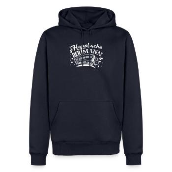 Hausmann witzig - Männer Premium Bio Hoodie - Navy - Vorne - Nico (187cm)