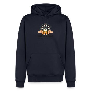 Darts Und Bier Darum Bin Ich Hier Dart Sprüche - Männer Premium Bio Hoodie - Navy - Vorne - Nico (187cm)
