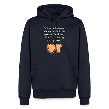 Cookies Spruch - Männer Premium Bio Hoodie - Navy - Vorne - Nico (187cm)
