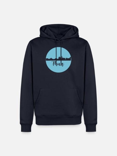 thun,skyline,graffiti, scherenschnitt,blau,schweiz - Männer Premium Bio Hoodie - Navy