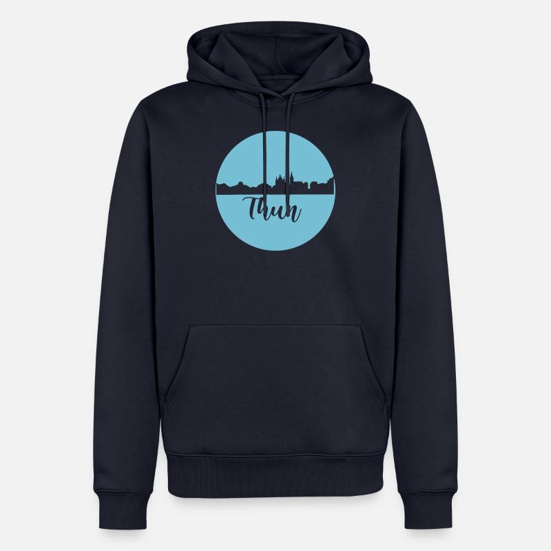 thun,skyline,graffiti, coupe à ciseaux,bleu,suisse - Sweat à capuche Premium bio Homme - bleu marine