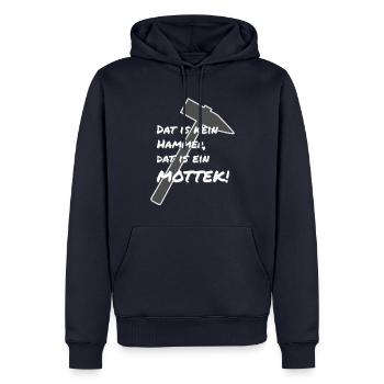Ruhrpott Dialekt mottek Hammer - Männer Premium Bio Hoodie - Navy - Vorne - Nico (187cm)