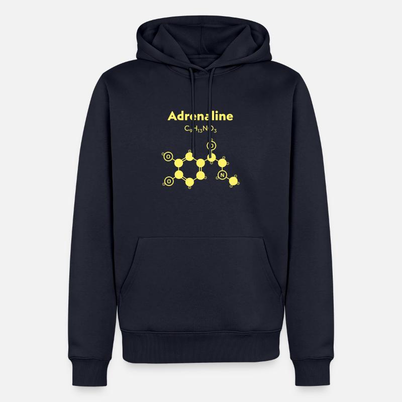Molécule d'adrénaline jaune - Sweat à capuche Premium bio Homme - bleu marine