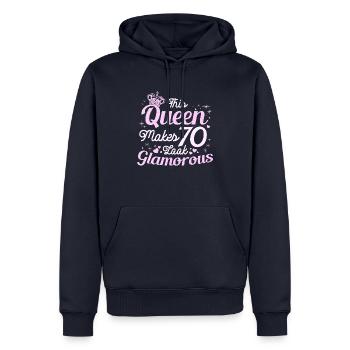 Birthday Queen turns 70 70th birthday Women - Men’s Premium Organic Hoodie - navy - Front - Nico (187cm)