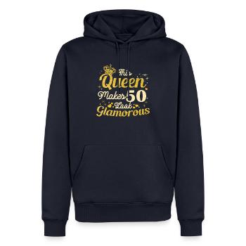 Anniversaire Reine fête ses 50 ans 50 ans Femmes - Sweat à capuche Premium bio Homme - bleu marine - Devant - Nico (187cm)