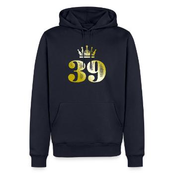 39 Zahl Krone Gold - Männer Premium Bio Hoodie - Navy - Vorne - Nico (187cm)