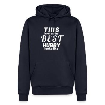T-shirt Design Best Hubby - Männer Premium Bio Hoodie - Navy - Vorne - Nico (187cm)