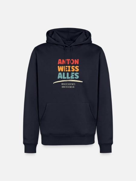 Anton weissAlles - Männer Premium Bio Hoodie - Navy