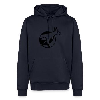 Fuchs Loch Vorderteil Vorne Fuchsbau heraus gehen - Männer Premium Bio Hoodie - Navy - Vorne - Nico (187cm)