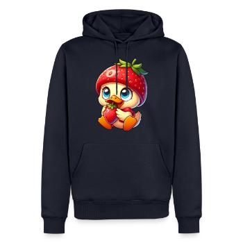 Canard sucré à la fraise Fruité Fruits fantaisistes - Sweat à capuche Premium bio Homme - bleu marine - Devant - Nico (187cm)