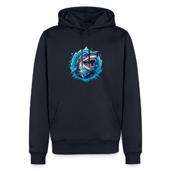 hai - Männer Premium Bio Hoodie - Navy - Vorne - Nico (187cm)