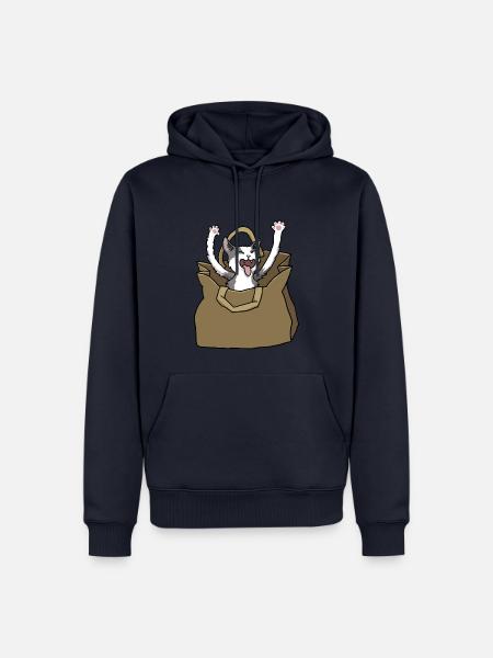Katze in Papiertüte - Männer Premium Bio Hoodie - Navy