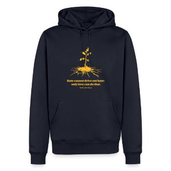 La haine ne peut pas chasser la haine : seul l’amour peut le faire - Sweat à capuche Premium bio Homme - bleu marine - Devant - Nico (187cm)