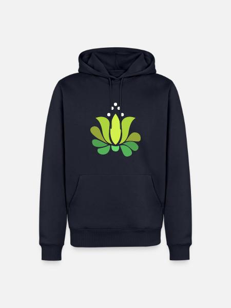 grüne stilisierte Lotusblume - Männer Premium Bio Hoodie - Navy