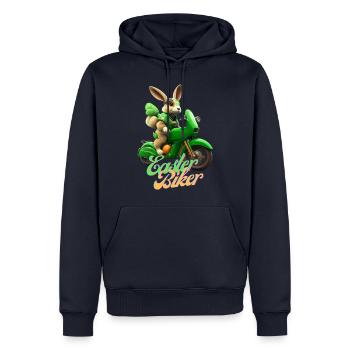 Easter Biker - The Easter Bunny becomes a biker - Men’s Premium Organic Hoodie - navy - Front - Nico (187cm)