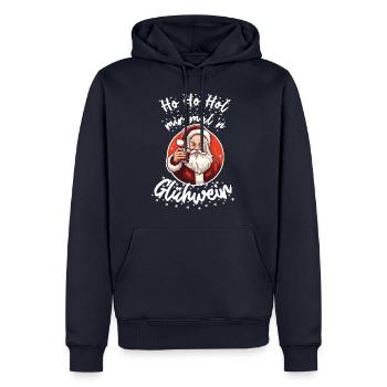 hohohol mir noch nen glühwein - Männer Premium Bio Hoodie - Navy - Vorne - Nico (187cm)