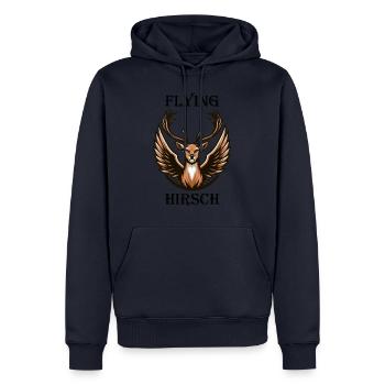 Flying Hirsch - Männer Premium Bio Hoodie - Navy - Vorne - Nico (187cm)