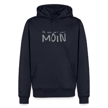 Bi uns het dat MOIN - Männer Premium Bio Hoodie - Navy - Vorne - Nico (187cm)