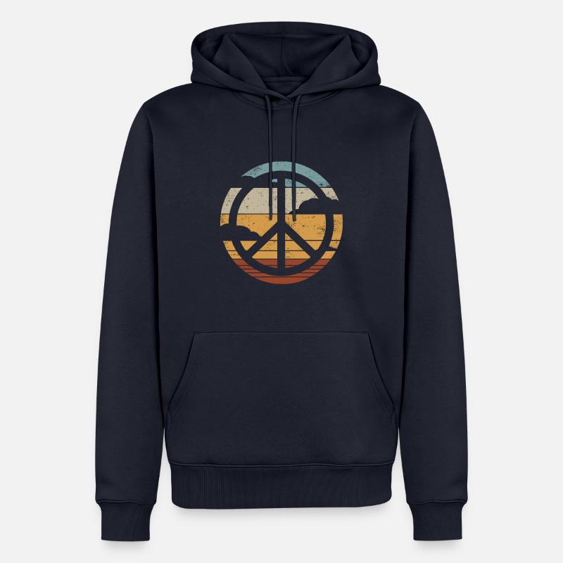 Friedenszeichen Retro Design Peace Zeichen - Männer Premium Bio Hoodie - Navy
