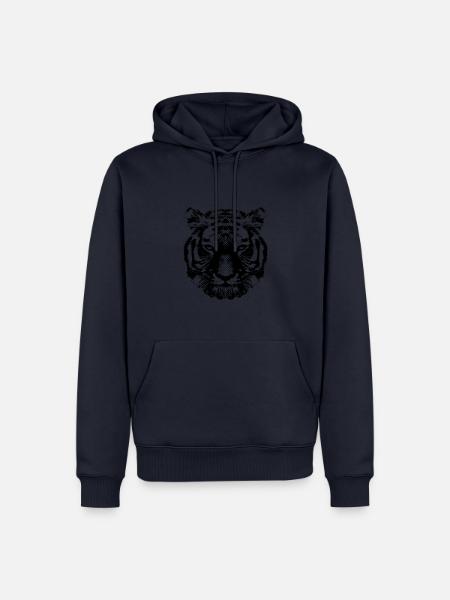 Tiger | Dot Art | black - Männer Premium Bio Hoodie - Navy