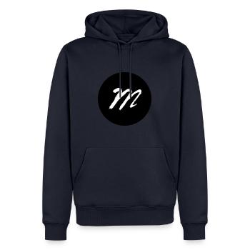 m dans un noir de cercle - Sweat à capuche Premium bio Homme - bleu marine - Devant - Nico (187cm)