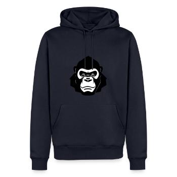 Harter Gorilla im Cartoon Stil - Männer Premium Bio Hoodie - Navy - Vorne - Nico (187cm)