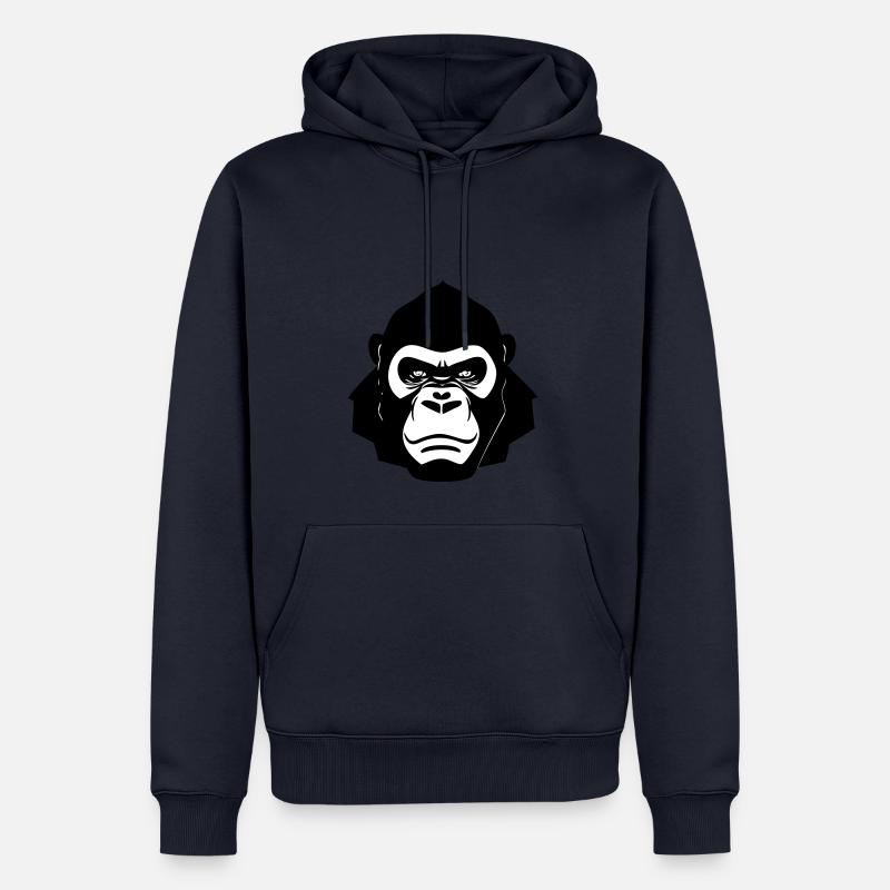 Gorille coriace dans le style cartoon - Sweat à capuche Premium bio Homme - bleu marine