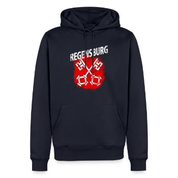 Regensburg - Männer Premium Bio Hoodie - Navy - Vorne - Nico (187cm)