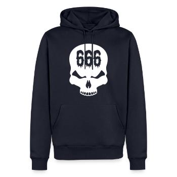 Crâne - Sweat à capuche Premium bio Homme - bleu marine - Devant - Nico (187cm)