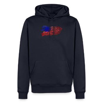 USA Fahne Flage mit Pferd - Männer Premium Bio Hoodie - Navy - Vorne - Nico (187cm)