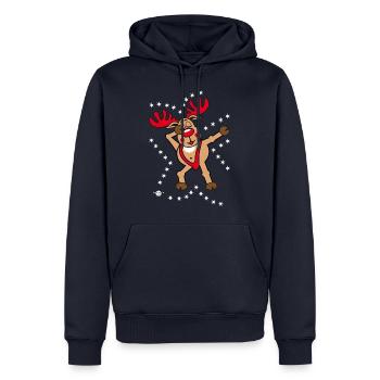 113 Hirsch Rentier Rudi Dabbing Rentier Rudolph - Männer Premium Bio Hoodie - Navy - Vorne - Nico (187cm)
