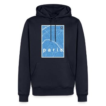 Paris hipster city map blue - Men’s Premium Organic Hoodie - navy - Front - Nico (187cm)