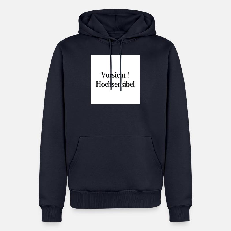 Attention! sensible - Sweat à capuche Premium bio Homme - bleu marine