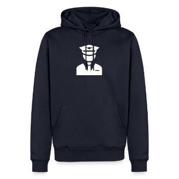 Pilote - Sweat à capuche Premium bio Homme - bleu marine - Devant - Nico (187cm)