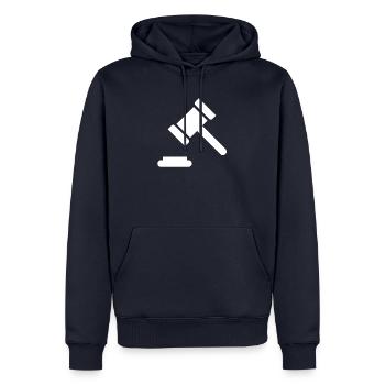 Gericht - Männer Premium Bio Hoodie - Navy - Vorne - Nico (187cm)