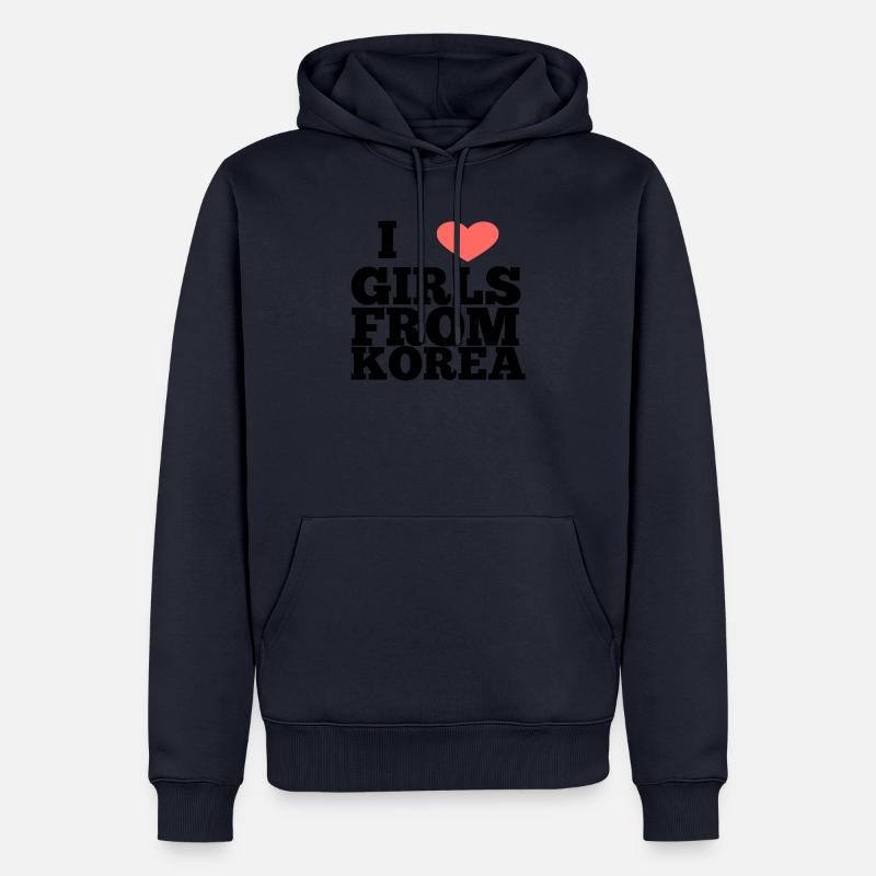 J'AIME LES FILLES DE CORÉE - Sweat à capuche Premium bio Homme - bleu marine