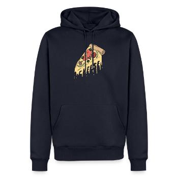 Pizzastück mit zerlaufenem Käse - Männer Premium Bio Hoodie - Navy - Vorne - Nico (187cm)