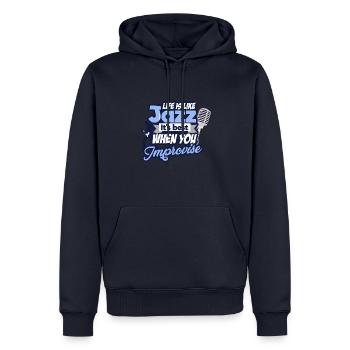 Jazz - Männer Premium Bio Hoodie - Navy - Vorne - Nico (187cm)