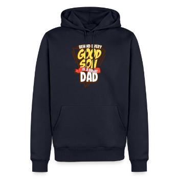 Père et fils - Sweat à capuche Premium bio Homme - bleu marine - Devant - Nico (187cm)