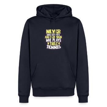 Grand-père de tennis de table - Sweat à capuche Premium bio Homme - bleu marine - Devant - Nico (187cm)
