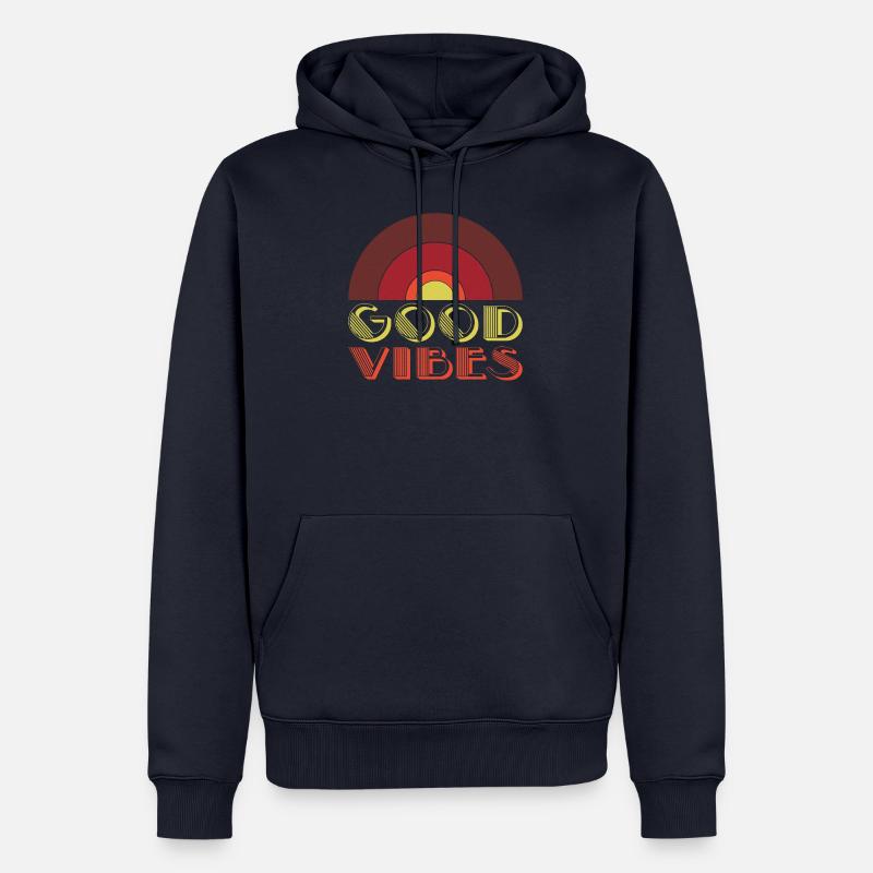 GOOD VIBES, Retro Style - Sweat à capuche Premium bio Homme - bleu marine