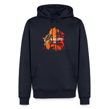 Sommerzeit Retro Vintage Stil Farbige Schrift - Männer Premium Bio Hoodie - Navy - Vorne - Nico (187cm)